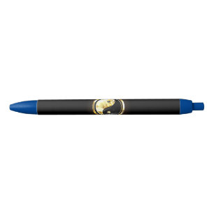 Gold Yin Yang on black Pen