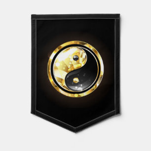 Gold Yin Yang on black Pennant