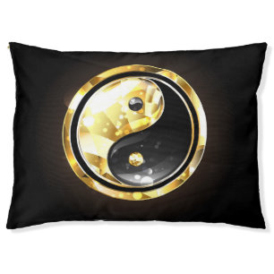 Gold Yin Yang on black Pet Bed