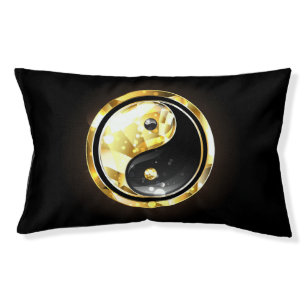 Gold Yin Yang on black Pet Bed
