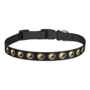 Gold Yin Yang on black Pet Collar