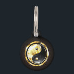 Gold Yin Yang on black Pet ID Tag<br><div class="desc">Jewelry, gold and black yin yang symbol on a black background. Gold yin yang.</div>