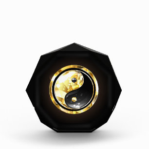 Gold Yin Yang on black Photo Block