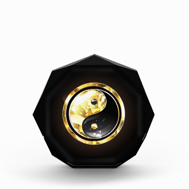 Gold Yin Yang on black Photo Block (Front)