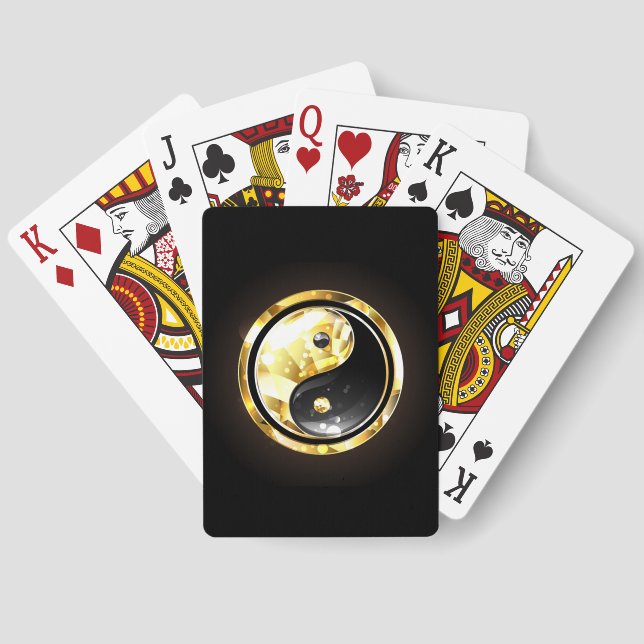 Gold Yin Yang on black Pinochle Cards (Back)