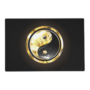 Gold Yin Yang on black Placemat