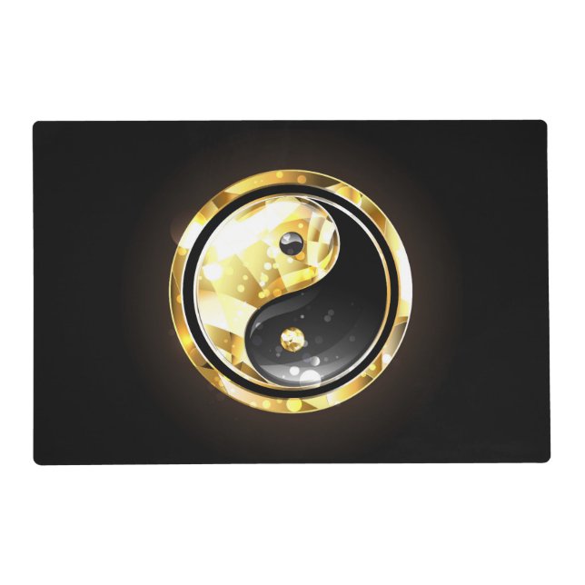 Gold Yin Yang on black Placemat (Front)