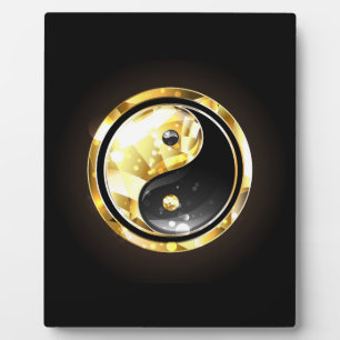 Gold Yin Yang on black Plaque