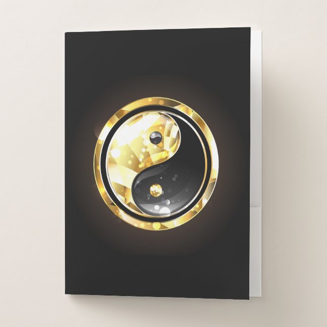 Gold Yin Yang on black Pocket Folder (Front)