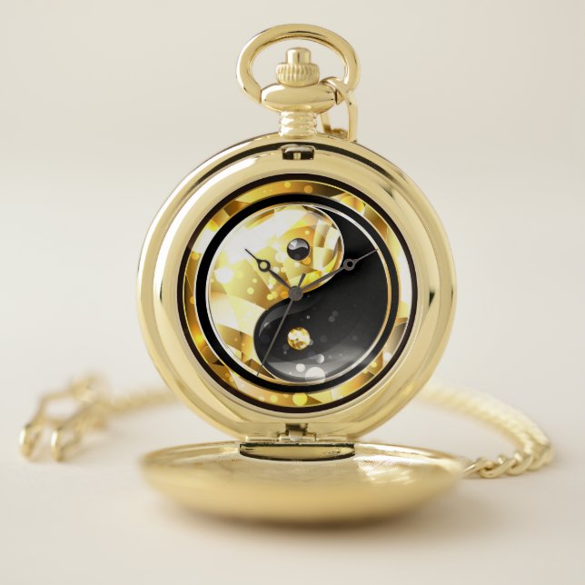 Gold Yin Yang on black Pocket Watch (Inside)