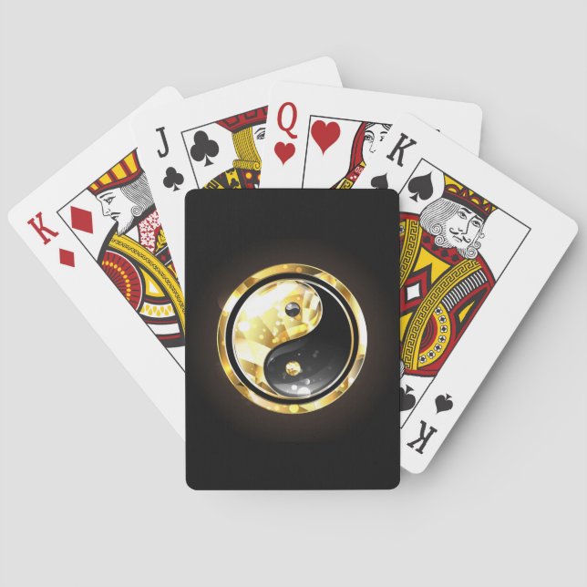Gold Yin Yang on black Poker Cards (Back)