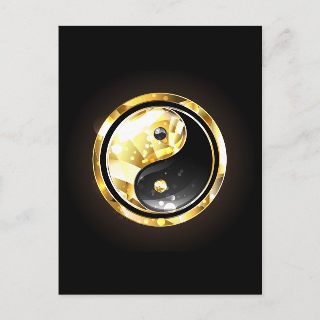 Gold Yin Yang on black Postcard (Front)
