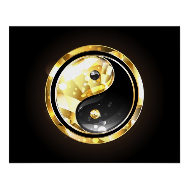 Gold Yin Yang on black Poster (Front)