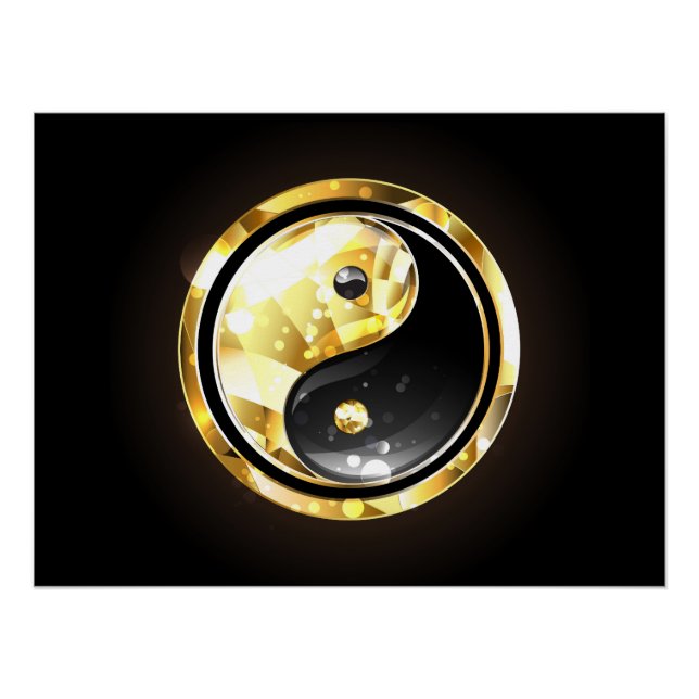 Gold Yin Yang on black Poster (Front)
