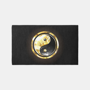 Gold Yin Yang on black Rug