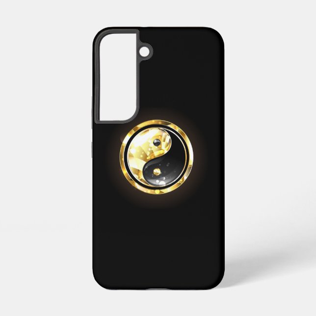 Gold Yin Yang on black Samsung Galaxy Case (Back)