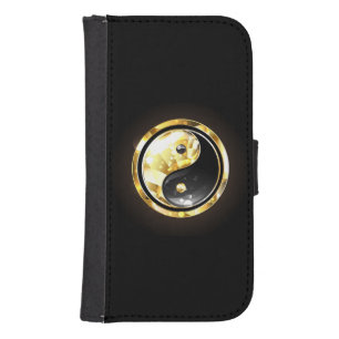 Gold Yin Yang on black Galaxy S4 Wallet Case