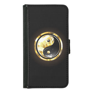 Gold Yin Yang on black Samsung Galaxy S5 Wallet Case