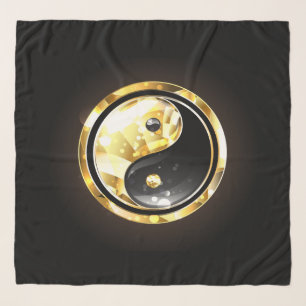 Gold Yin Yang on black Scarf