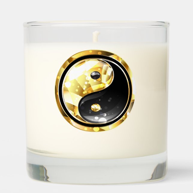 Gold Yin Yang on black Scented Candle (Front)