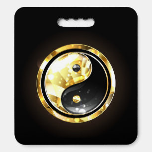 Gold Yin Yang on black Seat Cushion