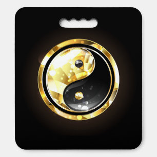 Gold Yin Yang on black Seat Cushion