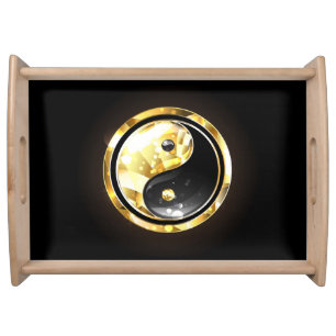 Gold Yin Yang on black Serving Tray