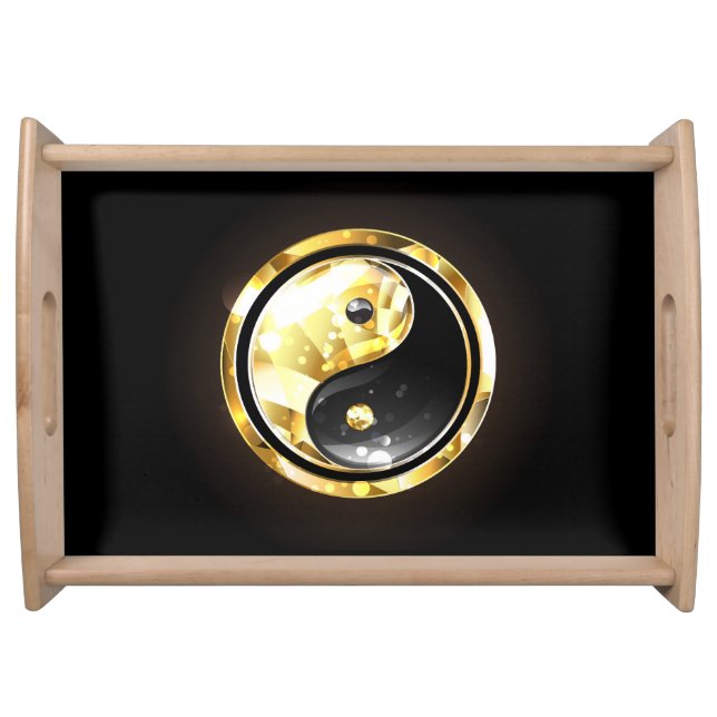 Gold Yin Yang on black Serving Tray (Front)