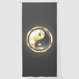 Gold Yin Yang on black Sheer Curtains