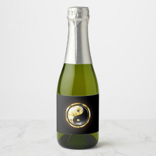 Gold Yin Yang on black Sparkling Wine Label