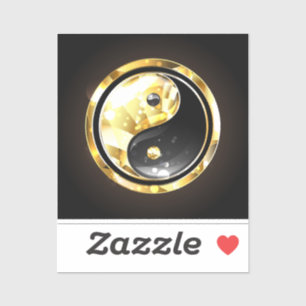 Gold Yin Yang on black Sticker