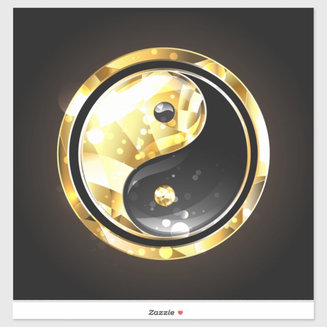 Gold Yin Yang on black Sticker (Sheet)