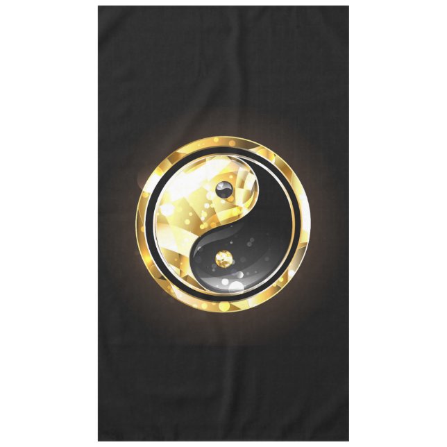Gold Yin Yang on black Tablecloth (Front)