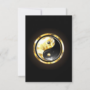 Gold Yin Yang on black Thank You Card