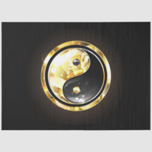 Gold Yin Yang on black Tissue Paper