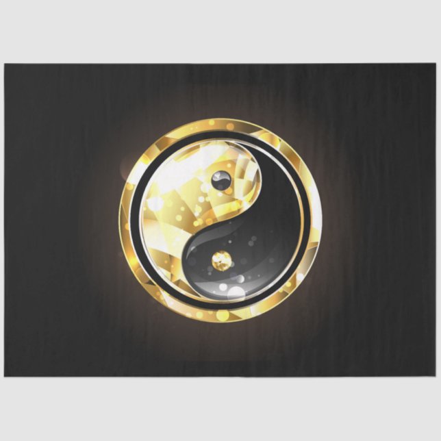 Gold Yin Yang on black Tissue Paper (Front)