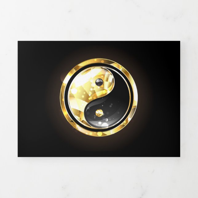 Gold Yin Yang on black Tri-Fold Announcement (Cover)