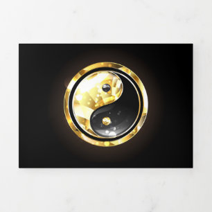 Gold Yin Yang on black Tri-Fold Holiday Card