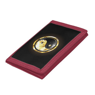 Gold Yin Yang on black Tri-fold Wallet