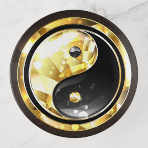 Gold Yin Yang on black Trinket Tray