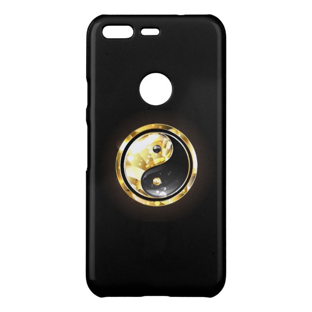 Gold Yin Yang on black Uncommon Google Pixel Case (Back)