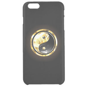 Gold Yin Yang on black Clear iPhone 6 Plus Case