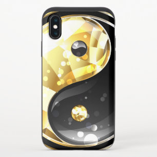 Gold Yin Yang on black iPhone XS Slider Case