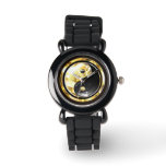 Gold Yin Yang on black Watch