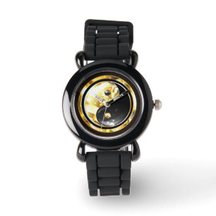 Gold Yin Yang on black Watch