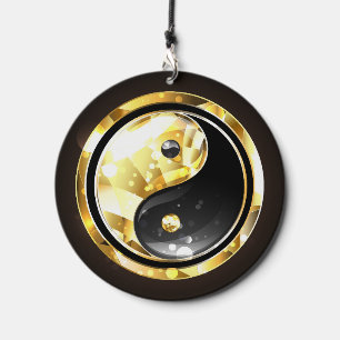 Gold Yin Yang on black Wind Chime