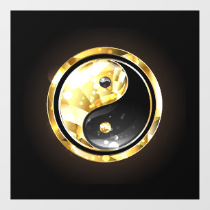 Gold Yin Yang on black Window Cling