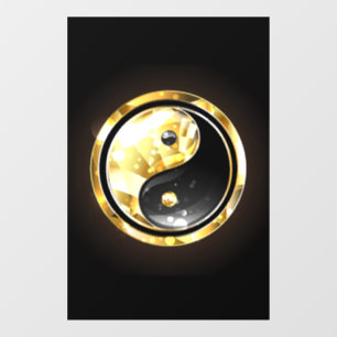 Gold Yin Yang on black Window Cling
