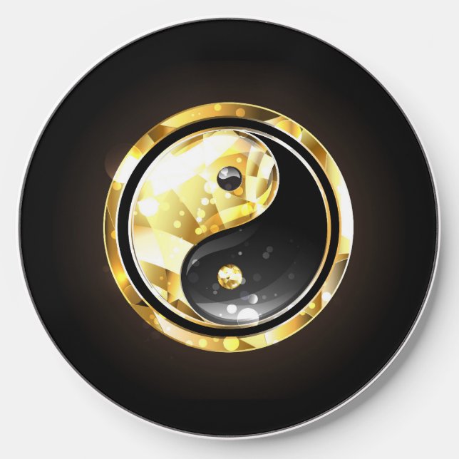 Gold Yin Yang on black Wireless Charger (Front)
