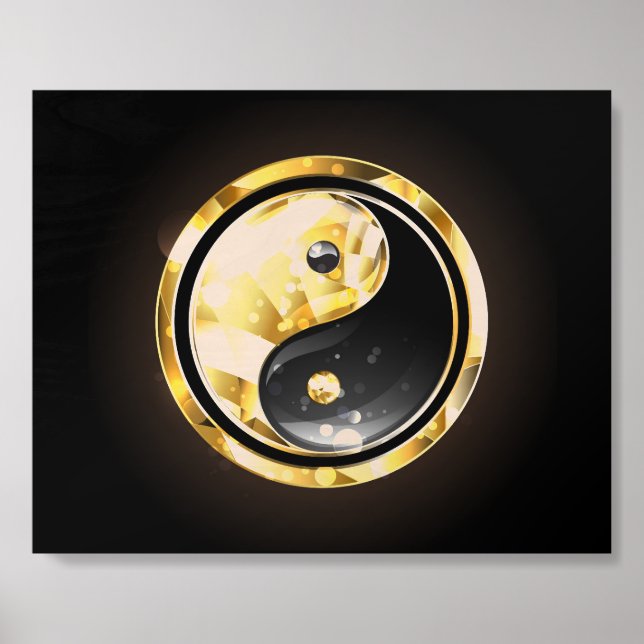 Gold Yin Yang on black Wood Photo Tile (Front Set)